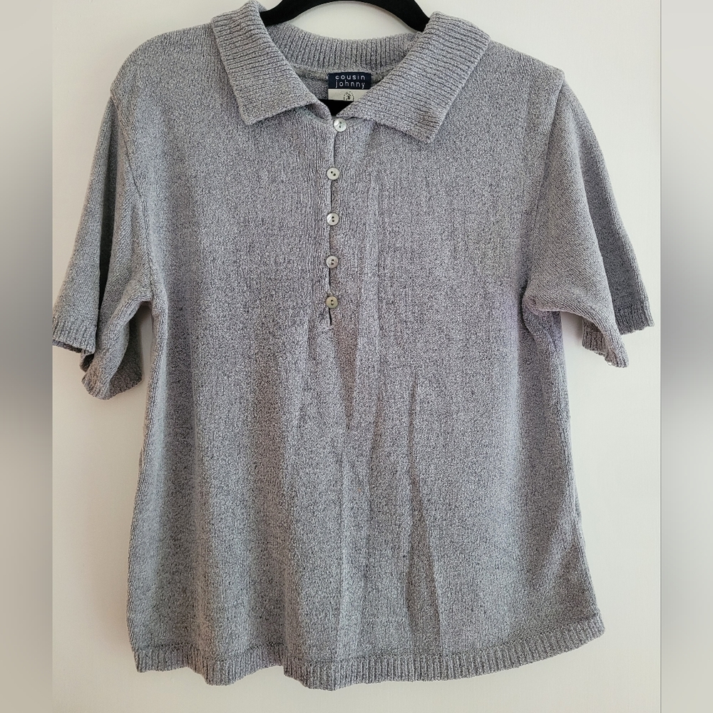 Vintage Anthropologie Y2K Cousin Johnny Grey Sweater tee M